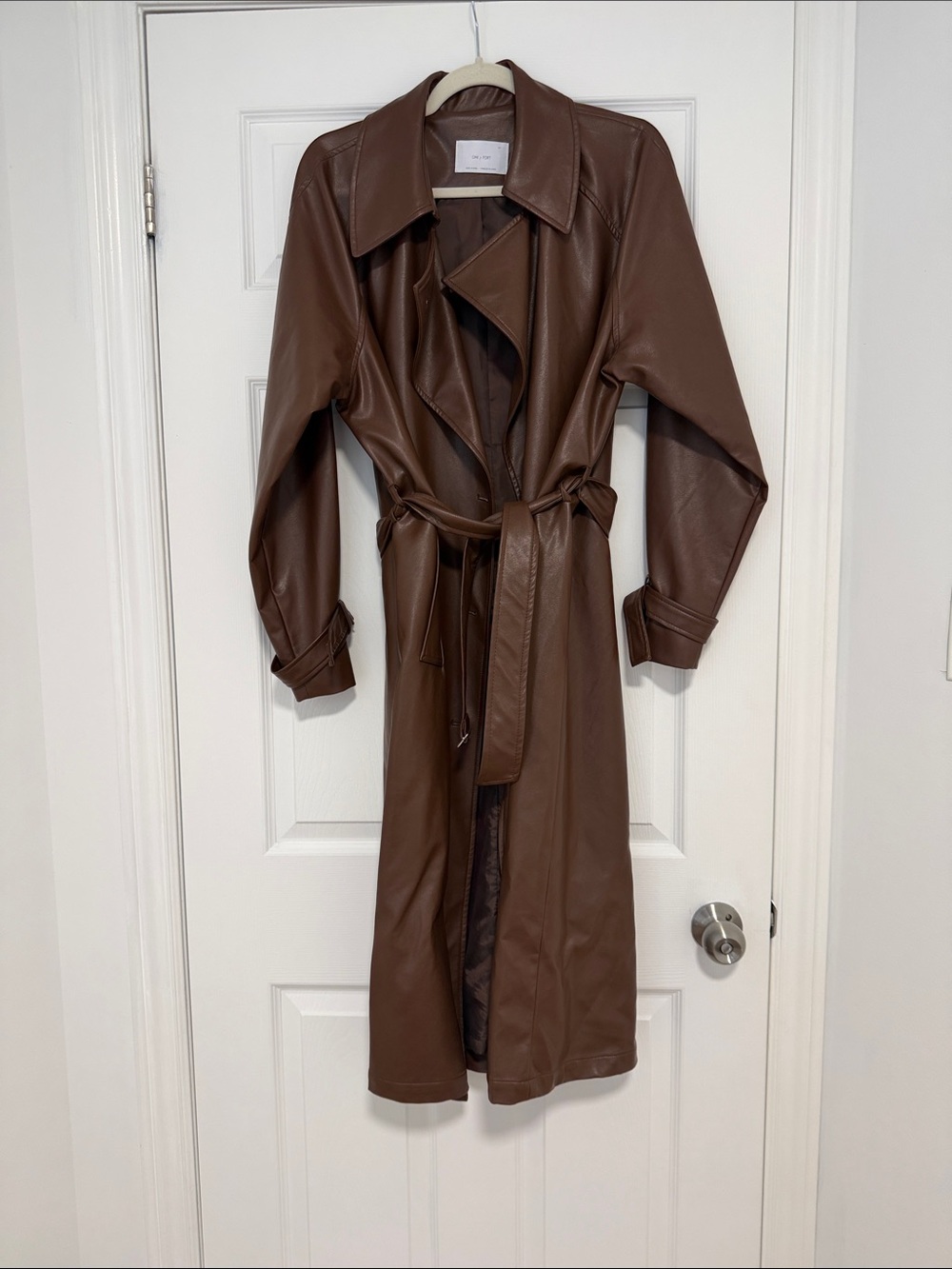 OAK + FORT faux leather trench